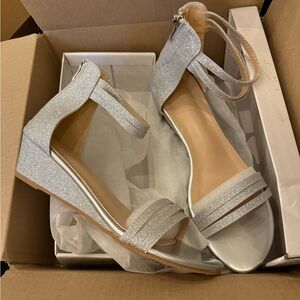 Elegant Silver Women's Wedge Sandals